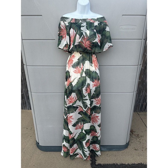 Show Me Your Mumu Hacienda Off The Shoulder Maxi Dress Paradise Found Chiffon XS - Picture 5 of 16